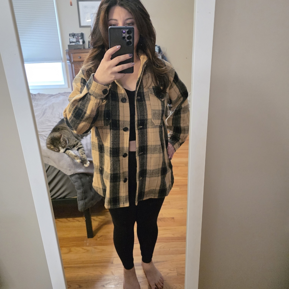 Lucky Brand Yellow & Black Plaid Button-Down Jacket